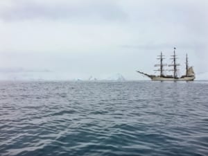 Historic ship in Antarctic waters