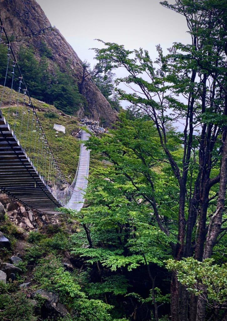 Hanging bridge along O-Circuit of Torres del Paine W Trek