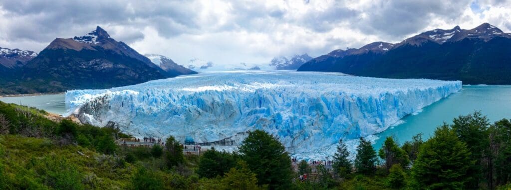 Large blue glacier sheet on a lake at Perito Moreno Glacier
